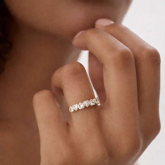 New Gold Plated Heart Eternity Ring - Picture 4 of 4